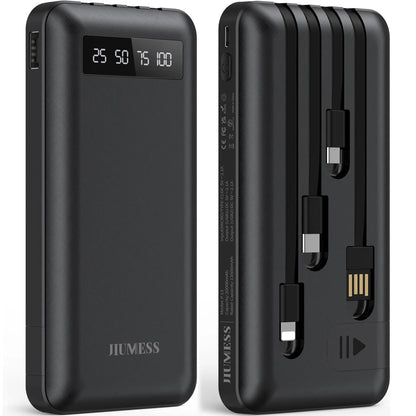 20000Mah Power Bank Portable Charger with Cables Compatible for Iphone, Android Cell Phone