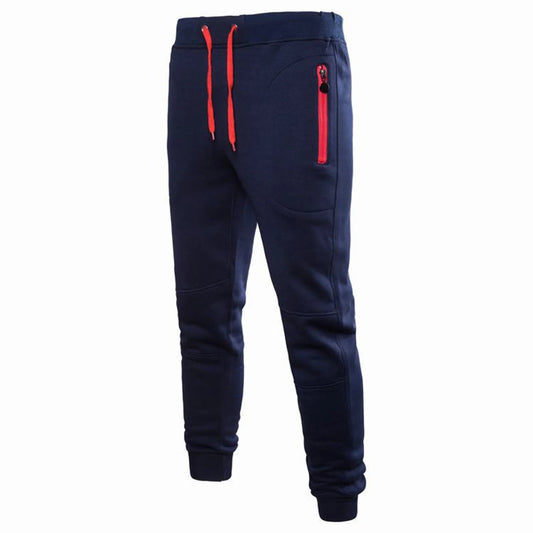 Men'S Solid Drawstring Pants Elastic Waist Tapered Joggers Slim Stretch Sweatpants Zipper Pocket Fitness Trousers Fashion Hippie Regular Fit Fall Winter Outdoor Casual Long Pants